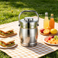 Boîte à lunch réutilisable en acier inoxydable de qualité supérieure, à compartiment unique, forme tambour, 1,6-2,2 L