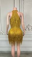 Robe de soirée moulante sexy Kimshein AD3026, col halter, décolleté haut, franges en cristal, robe de cocktail mini pour femmes, été
