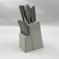 Lot de 14 couteaux à fruits Santoku en acier inoxydable pour chef utilitaire set de couteaux de cuisine avec bloc de support en plastique