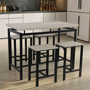 Ensemble de meubles de bar en bois de style antique table haute et chaises pour salle à manger ou cuisine panneau haut <span class=keywords><strong>comptoir</strong></span> en bois - Product Image 2