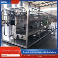 Chaîne de production compacte pour l'abattage de volailles, équipement intégré de traitement de poulets entiers, ligne d'assemblage de type cadre, installation plug-and-play