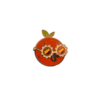 En gros, Broche en émail dur personnalisée, mignonne, orange, en forme de fruit (agrumes), plaquée or, style dessin animé, cadeau, objet de collection, souvenir