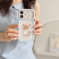 Nouvelle coque de téléphone souple antichoc avec grande fenêtre de visualisation motif ours mignon coréen pour iPhone 18 17 Pro Max 16 Pro 15 Pro 15 pour femmes
