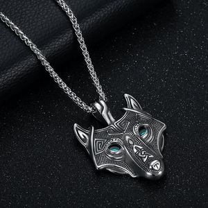 Collar con Colgante de Cabeza de Lobo Celta Estilo Vikingo Nórdico, Acero Inoxidable, Ojos Verdes, Joyería para Hombre, Regalo - Product Image 2