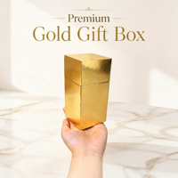 Boîte en papier rigide finition métallique dorée de luxe, logo personnalisé disponible, emballage haut de gamme pour parfums et diffuseurs de parfum