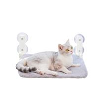 Lit de fenêtre pour chat à ventouse, hamac pliable pour animaux de compagnie, en fausse fourrure amovible et lavable, motif uni, perchoir pour vitres intérieures, toutes saisons