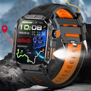 Montre connectée intelligente d'extérieur HT36 avec écran HD de 2,01 pouces, lampe de poche, altimètre, pression atmosphérique, batterie de 540 mAh, étanche, GPS, montre connectée sportive - Product Image 1