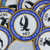 Parche tejido personalizado de fábrica, insignia de tela chenilla cosida a máquina, decoración de diamantes de imitación, características 3D, logotipo personalizado para camisetas