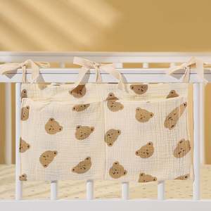 100% Cotton Muslin Foam <strong>Floral</strong> <strong>Crib</strong> Two Pockets Hanging Storage Bag Toddler Baby Diaper Teether Toys Bed Organizer Infant - Product Image 5