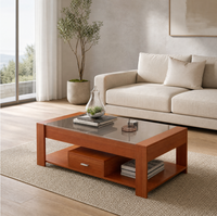 Ensemble de meubles modernes en bois pour salle à manger et salon, avec meubles TV en verre et tables basses d'appoint