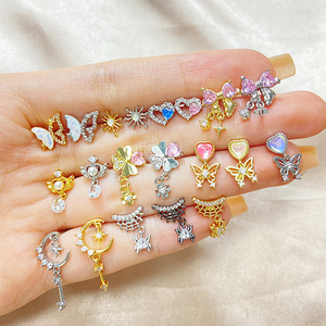 Gaby, anillo de Nariz de Acero quirúrgico chapado en oro de acero inoxidable, Piercing para tabique con clicker Rosa plateado, joyería bonita, colgante a granel para regalo - Product Image 4