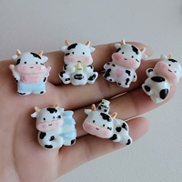 Statuette di Mucche in Resina Stile Cartoon, Cabochon con Retro Piatto per Scrapbooking, Accessori per Gioielli Fai-da-Te e Decorazioni Artigianali