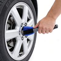 Brosse de nettoyage pour roues et pneus de voiture TBPRO005, poils en nylon bicolores, poignée antidérapante, brosse à roues robuste pour éliminer les taches