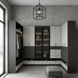 BALOM Customized Modern Walk in Closet Glass Wardrobe Luxury <b>Bedroom</b> Storage <b>Cabinet</b> Closet System for Apartment and Villa - Product Image 6