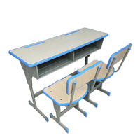 Ensemble Moderne Bureau et Chaise Deux Places pour Élève, Mobilier de Primaire et Collège, Banc de Salle de Formation pour Bureau à Domicile