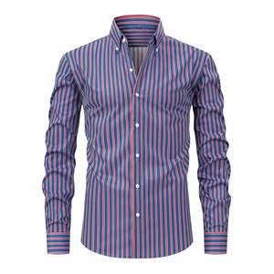 2025 autunno nuova <span class=keywords><strong>camicia</strong></span> da <span class=keywords><strong>uomo</strong></span> con stampa di moda <span class=keywords><strong>a</strong></span> <span class=keywords><strong>righe</strong></span> con risvolto monopetto <span class=keywords><strong>a</strong></span> maniche lunghe taglie forti abito da lavoro sottile - Product Image 2