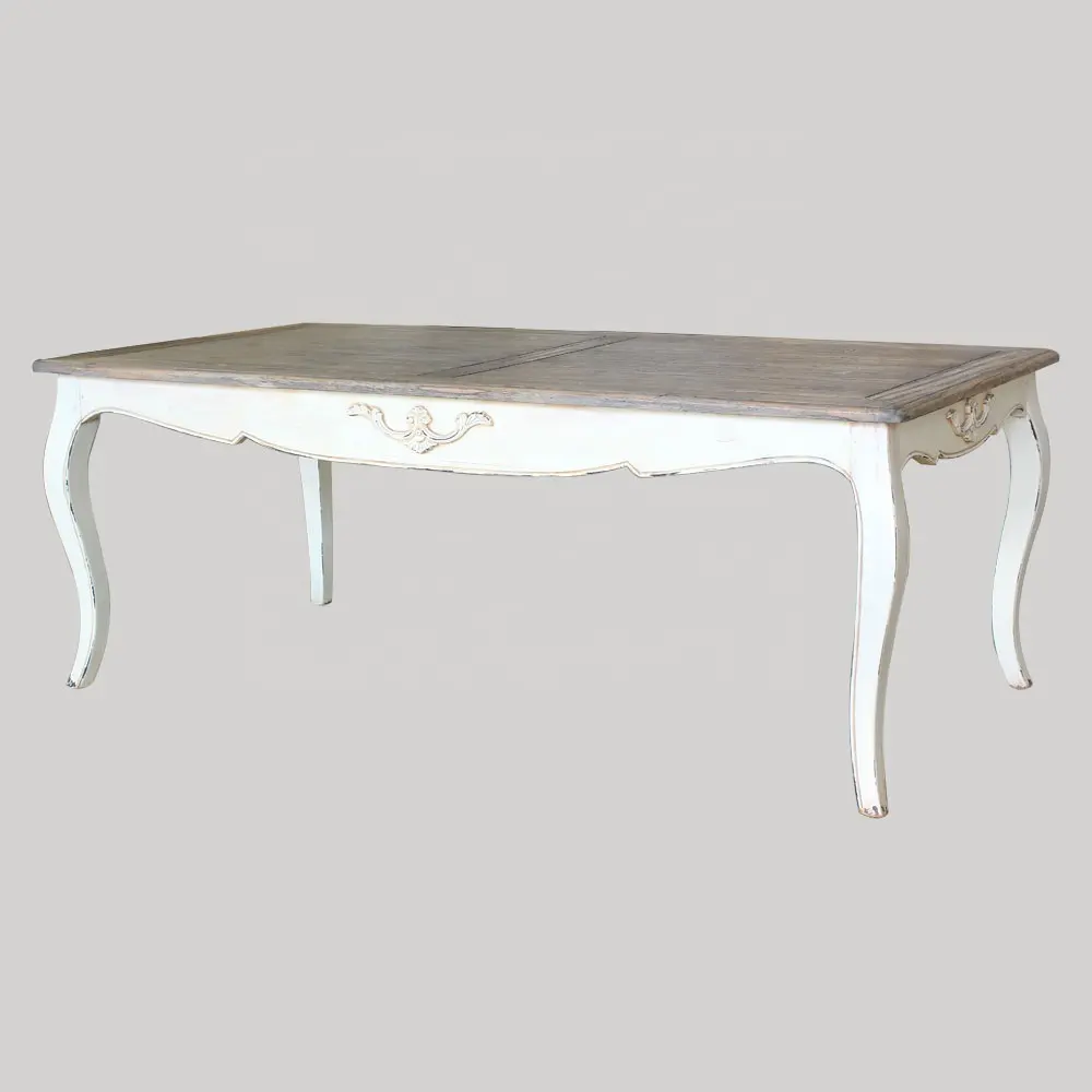 Mesa de jantar de madeira rústica estilo francês, madeira de menta maciça antiga para móveis de sala de estar e sala de jantar