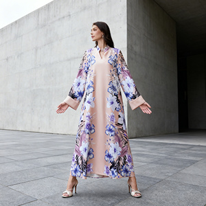 ชุดอาบายะห์ผ้าโพลีเอสเตอร์พิมพ์ลายหรูหราคุณภาพสูงสั่งทำพิเศษสำหรับผู้หญิงมุสลิมขายส่ง - Product Image 3