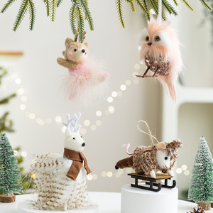 Adornos Navideños Hechos a Mano <span class=keywords><strong>de</strong></span> Fieltro: Alce y Búho <span class=keywords><strong>de</strong></span> Peluche, Decoraciones Encantadoras para Escritorio, Árboles <span class=keywords><strong>de</strong></span> <span class=keywords><strong>Navidad</strong></span> y Reuniones Familiares - Product Image 1