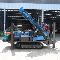 Foreuse de puits d'eau diesel sur chenilles, grande, hydraulique et automotrice, multifonctionnelle, pneumatique