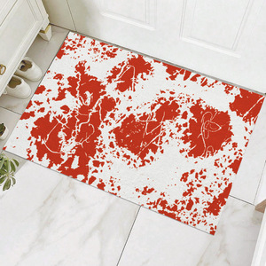 Alfombra de puerta rectangular de terciopelo cristalino con estampado de huellas de sangre de Halloween, resistente a las manchas, antideslizante, para el hogar, de fibra de poliéster - Product Image 3