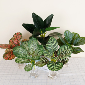 Feuilles artificielles, lot de 10 pièces, en caoutchouc souple, décoration intérieure, haute simulation, plantes de bureau, fleurs pour vase QH57119 - Product Image 1