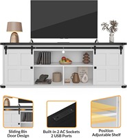 Mueble de TV de Madera Estilo Rústico con Gran Espacio de Almacenamiento para TV de 75 Pulgadas, Centro de Entretenimiento Moderno con Puertas Corredizas Tipo Granero