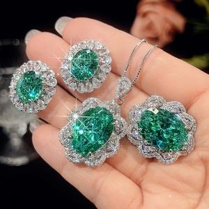Hig Quality Eco-friendly Copper Bird Nest Cut 13*18/10*12mm Green Zircon Elegant Women Jewelry <b>Sets</b> for Refined Looks - Product Image 3