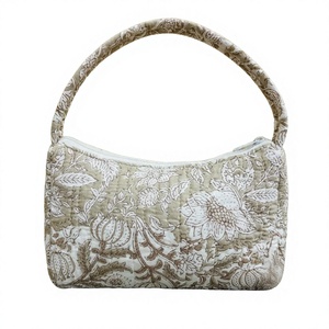 Bolso de hombro acolchado de algodón floral, bolso de mano reutilizable, ecológico, suave y acolchado, bolso tote para mujer, impresión personalizada, logotipo personalizado, venta al por mayor - Product Image 1