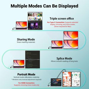 Moniteur portable double InnoView 15,6 <span class=keywords><strong>pouces</strong></span> 315 °   Ajustement de l'écran |   Moniteur double écran USB-C pour ordinateur portable, Mac, Windows - Product Image 2