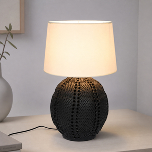 Custom Antique Wholesale Ceramic Base Table <b>Lamp</b> with Fabric Shade – Modern Bedroom Living Room Desk <b>Lamp</b> OEM ODM Manufacturer - Product Image 1