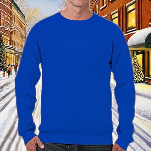 Suéter de Punto con Cuello Redondo Azul Rey para Hombre, Corte Regular, Color Sólido, Ropa Casual de Otoño - Product Image 2