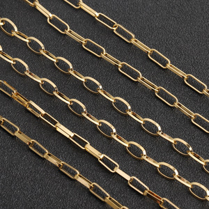 Cadena ovalada de acero inoxidable chapada en oro de 18k para la fabricación de collares, accesorios de joyería H1739 - Product Image 1