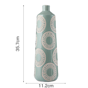 Floreros de primavera Cerámica Decalcomania Decoración de sala de estar Jarrones de cerámica verde con precio barato - Product Image 4