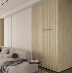 防水WPC竹製繊維PVCフィルムで覆われたリブ付きスラット壁パネル家庭用 - Product Image 1