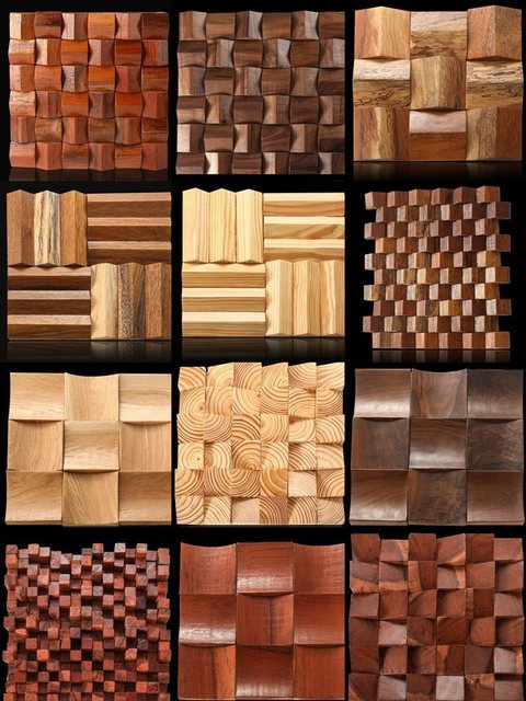 Solid Wood Mosaic Acoustic Diffuser Panel QRD Sound Diffusion Board for Wall Mounted Decoration