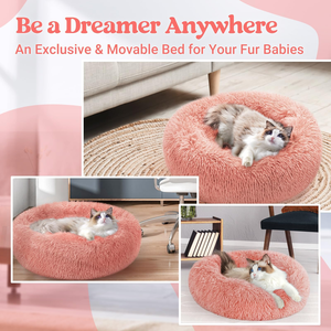 Coussin rond moelleux et luxueux pour chat et chien, type donut, en peluche chaude, vente en gros - Product Image 5