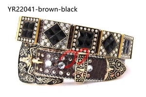 Cintura di nuova tendenza con strass Bling Bling da uomo da donna Cowgirl occidentale con strass di cristallo con borchie di cuoio per Jeans - Product Image 3