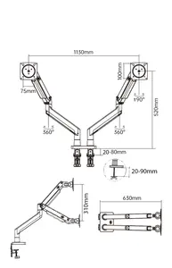 NB G35アルミニウム合金22 "-32" デュアルLCD LEDモニターマウントガスアーム調節可能な高さフルモーションサポート<span class=keywords><strong>3</strong></span>-12kgロード用 - Product Image 4