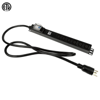 PDU monophasé Orient OIT homologué ETL, montage en rack 1U, entrée 30A 240V avec 6 prises