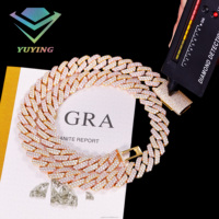 Vente en gros Bijoux Hip Hop 8mm 10mm 12mm Collier en diamant VVS Dropshipping Chaîne de Moissanite à maillons cubains en argent glacé