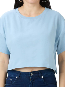 Nouveauté, prix bas, vêtements d'été pour femmes, crop top, nouveau design, couleur unie, crop top à manches courtes de haute qualité pour femmes - Product Image 6