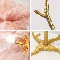 BGST haute qualité personnalisé cuivre décoration arbre plume d'autruche debout lumière hôtel coin décor moderne Led plume lampadaire