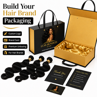 Boîte d'emballage personnalisée pour extensions de cheveux, boîte cadeau pliable magnétique avec poignée, doublure en satin pour mèches de cheveux