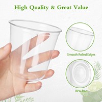 Gobelets en plastique biodégradables de qualité alimentaire, à fond arrondi, avec couvercle en dôme, pour boissons à emporter.
