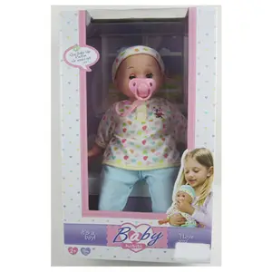 Best selling 15 polegada educacional vinil bonito vivo bebê chupeta menino brinquedo boneca com 10 sons para crianças