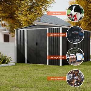 Grand <span class=keywords><strong>abri</strong></span> de <span class=keywords><strong>jardin</strong></span> extérieur en métal pour le stockage de vélos et d'outils facilement assemblés en bois traité sous pression naturel - Product Image 6