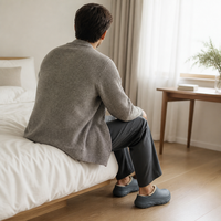 Chaussons en fourrure pour hommes, antidérapants, semelle EVA, doublure en fourrure chaude, chaussons d'intérieur confortables, logo personnalisé