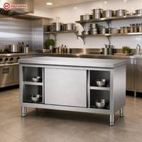 Plan de travail de cuisine commerciale en acier inoxydable 304/201 à hauteur réglable, personnalisé, résistant à la corrosion, haute capacité de charge