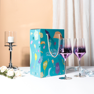 Copa de vino de tallo largo hecha a mano, copa de jugo, Color en aerosol, decoración de boda, copa de cristal chapada, Copas de bebida doradas con caja de regalo - Product Image 3